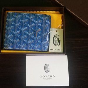 Authentic Goyard Florentin Bifold Wallet Blue